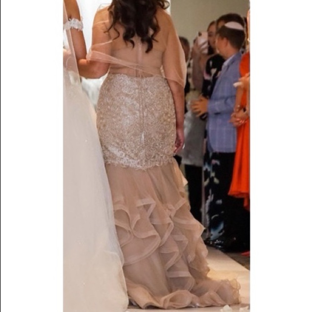 Sherri Hill champagne color gown sz 6 - Picture 2 of 14